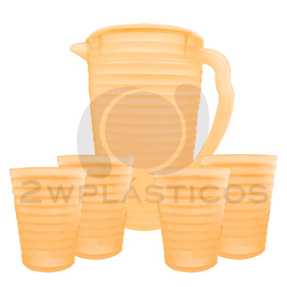 Orange Freski Pitcher With 4 Cups BPA Free